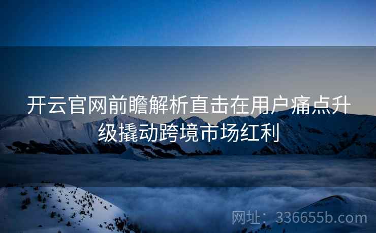 开云官网前瞻解析直击在用户痛点升级撬动跨境市场红利